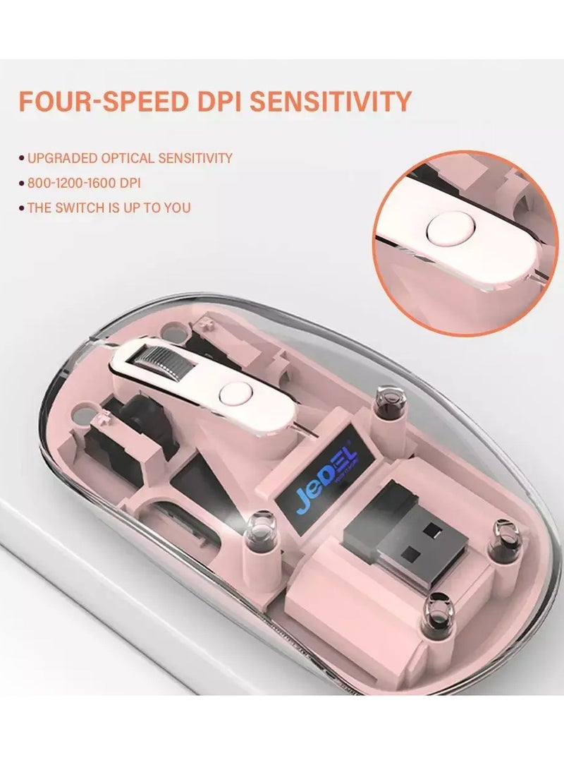 JeDEL JeDEL WD131P Wireless, Bluetooth Rechargeable Mouse - 1600 DPI Adjustable - Battery Life 180 Hours (Beige)  - Image 2