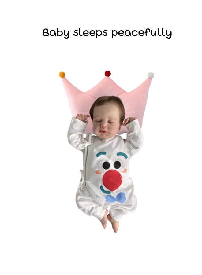 Vinnatsu Baby Pillows Baby headrest for Baby Sleeping Prevent Flat Head Protection Support Cute Crown Shape Suitable for infants aged 1-3 years old (Pink) - Image 3