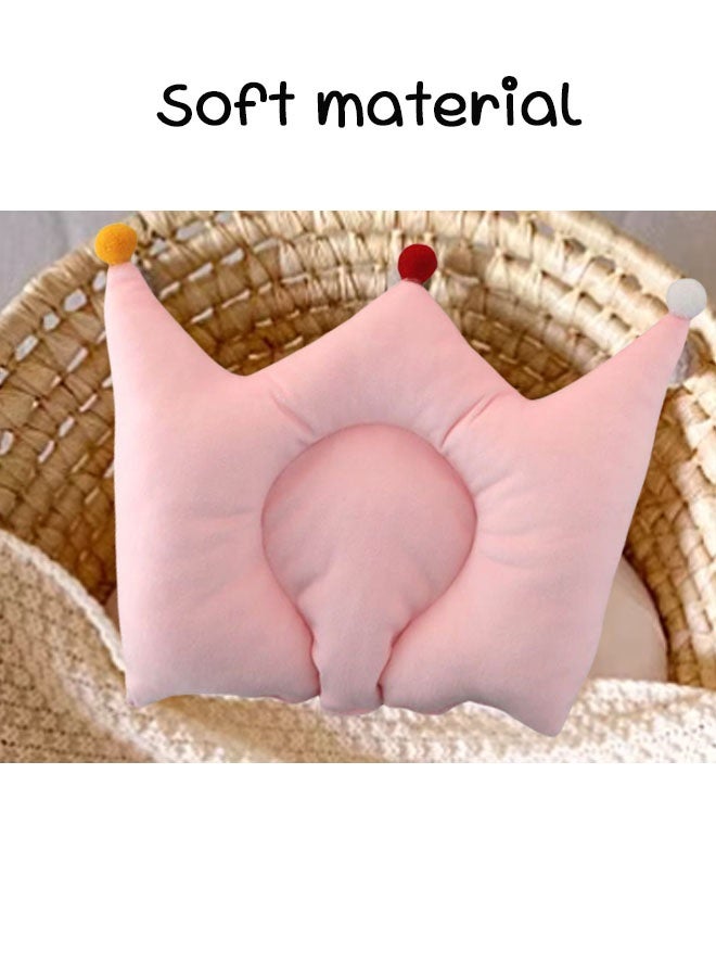 Vinnatsu Baby Pillows Baby headrest for Baby Sleeping Prevent Flat Head Protection Support Cute Crown Shape Suitable for infants aged 1-3 years old (Pink) - Image 4