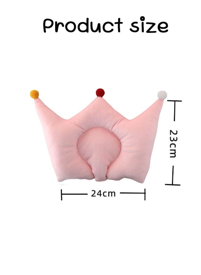 Vinnatsu Baby Pillows Baby headrest for Baby Sleeping Prevent Flat Head Protection Support Cute Crown Shape Suitable for infants aged 1-3 years old (Pink) - Image 2