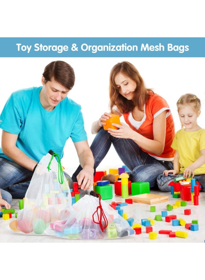 20 Pcs Reusable Mesh Drawstring Storage Bags, Washable Produce Organizer Pouches in 3 Sizes, Multi-Color Mesh Bags for Toys, Puzzles, Travel and Home Organization - Image 2