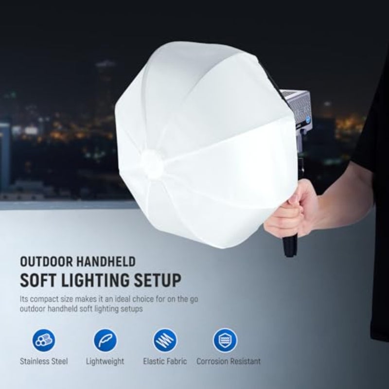 صندوق إضاءة فانوس 12 بوصة/30 سم لمصباح فيديو LED HS60B، سريع التحرير 360 درجة متعدد الاتجاهات، صندوق سوفت بوكس ​​صغير مع ناشر/حقيبة للصور والفيديو المباشر لقطات المنتج، NS7L - Image 5