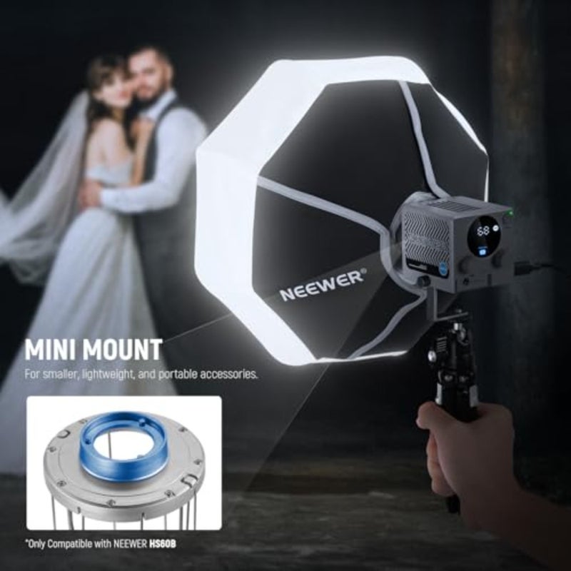 صندوق إضاءة فانوس 12 بوصة/30 سم لمصباح فيديو LED HS60B، سريع التحرير 360 درجة متعدد الاتجاهات، صندوق سوفت بوكس ​​صغير مع ناشر/حقيبة للصور والفيديو المباشر لقطات المنتج، NS7L - Image 2