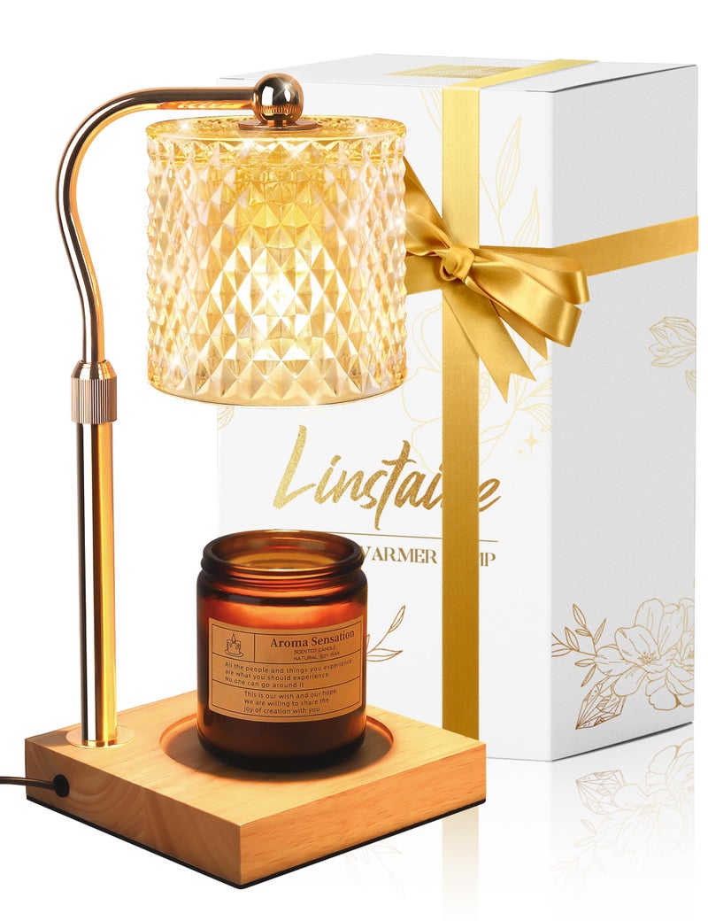 Linstaine Candle Warmer Lamp with Timer Dimmer Adjustable Height, Mothers Day Gifts for Mom, Birthday Gifts for Women, House Warming New Home Decor, Electric Wax Warmer for Jar Candles, Gold - Image 1