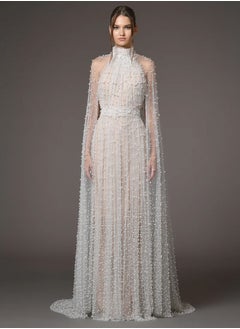 Madam Uniq Fashion Heavy Beaded Starry Mesh Long Dress  - Image 1