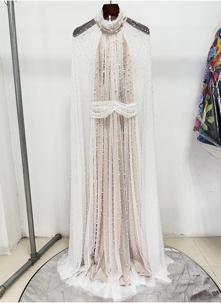 Madam Uniq Beaded Cape Evening Dress  - Image 3