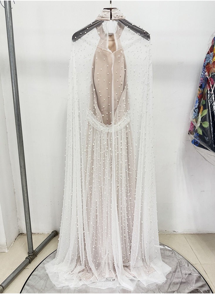 Madam Uniq Beaded Cape Evening Dress  - Image 4