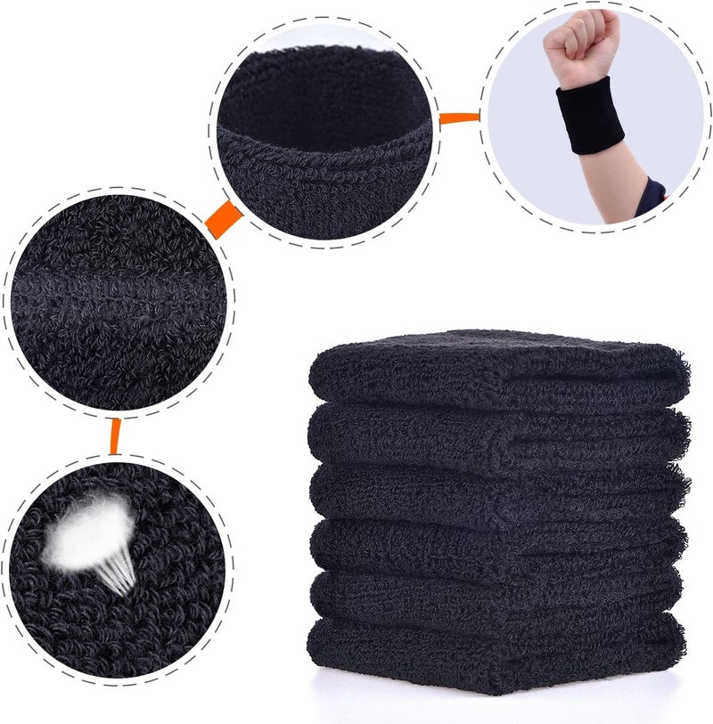 AMIFIT 3 x 3 Inch Wrist Sweatbands Tennis Wrist Bands Absorbent Sweatbands for Football Basketball Running Athletic Sports and Working Out, Pack of 1 (Black) - Image 5