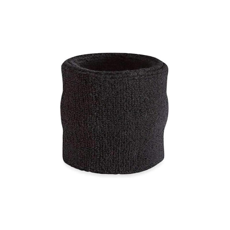 AMIFIT 3 x 3 Inch Wrist Sweatbands Tennis Wrist Bands Absorbent Sweatbands for Football Basketball Running Athletic Sports and Working Out, Pack of 1 (Black) - Image 1