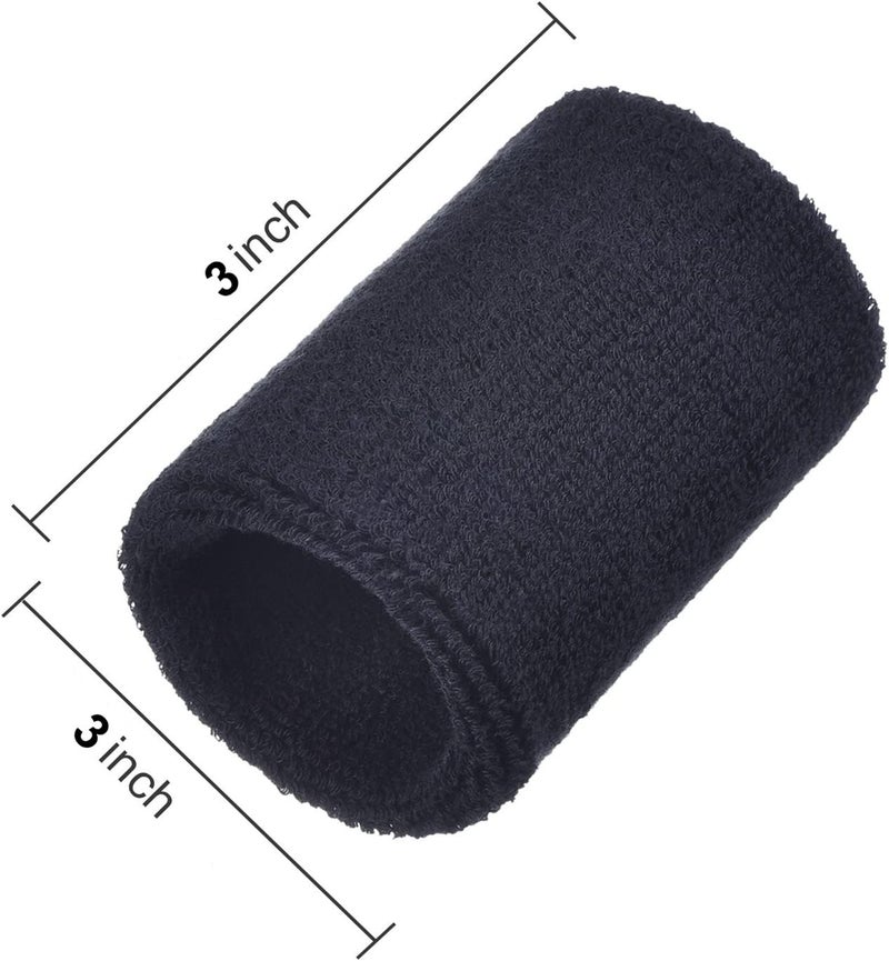 AMIFIT 3 x 3 Inch Wrist Sweatbands Tennis Wrist Bands Absorbent Sweatbands for Football Basketball Running Athletic Sports and Working Out, Pack of 1 (Black) - Image 4