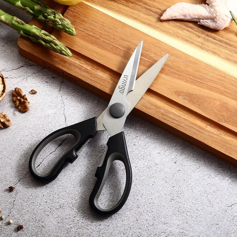 ليفنجو مقص مطبخ LIVINGO 7.5 بوصة متعدد الأغراض لقطع العظام الصغيرة والخضروات بحدة، مع مقبض كسارة البندق مريح، مقص طعام ثقيل للاستخدام المنزلي - Image 5