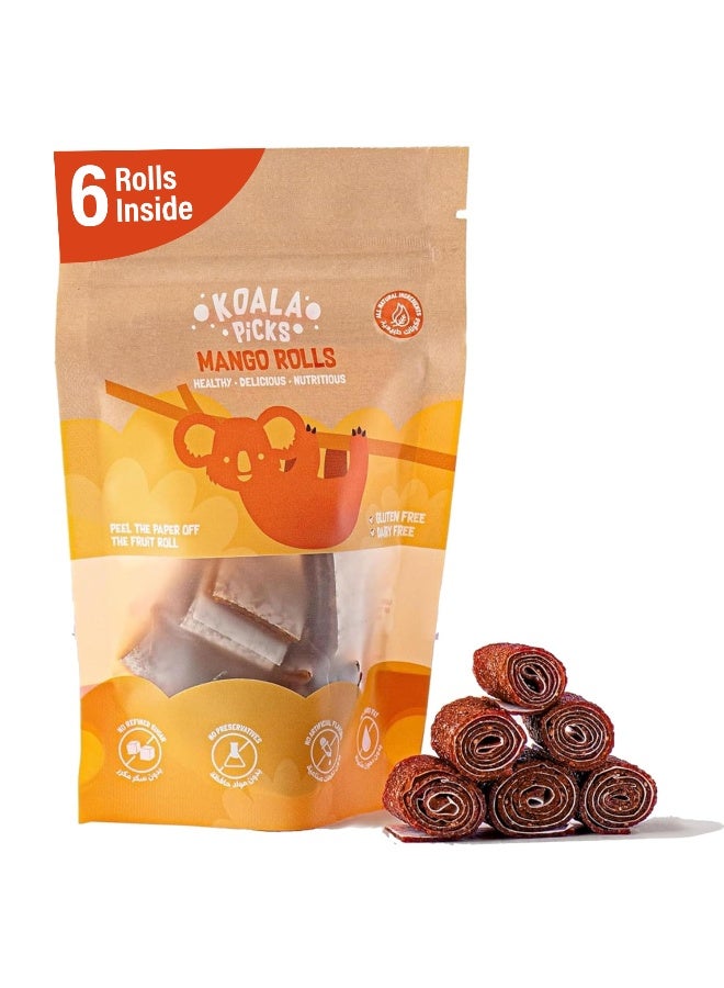 Koala Picks 6pcs Mango Fruit Rolls – No Preservatives, Healthy Snack for Kids & Adults – Made with Mangoes, Apples, and Honey - Nutritious Treat for Lunch Box - Image 1