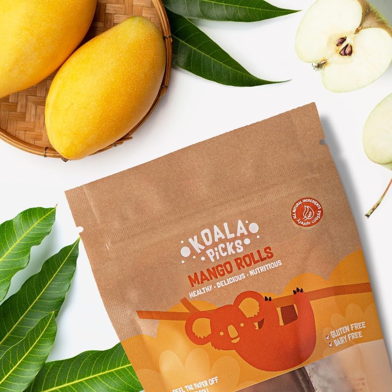 KOALA Picks لفائف فواكه مانجو كوالا بيكس 6 قطع - بدون مواد حافظة، وجبة خفيفة صحية للأطفال والبالغين - مصنوعة من المانجو، والتفاح، والعسل - مكافأة مغذية لعلبة الغداء - Image 4
