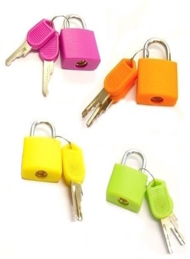 CELLEBII® 4 Pcs Small Size Padlocks for Securing Luggage While Travelling Along with 4 Keys for Each Lock - Image 1