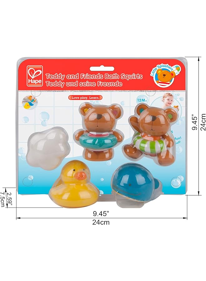 Hape Teddy And Friends Bath Squirts |Multi Color Little Fun Splashers Educational Bath Toy For Kids Months+ - Image 4