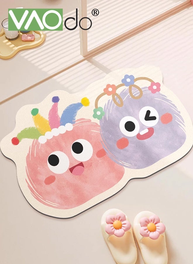 فاو دو سجادة حمام غير منتظمة، سجادة حمام على شكل كارتوني، سجادة حمام ناعمة غير قابلة للانزلاق، سجادة حمام سريعة الامتصاص للماء، سجادة حمام ماصة قابلة للغسل لغرفة المعيشة وغرفة النوم والحمام والمكتب 50*80 سم - Image 1