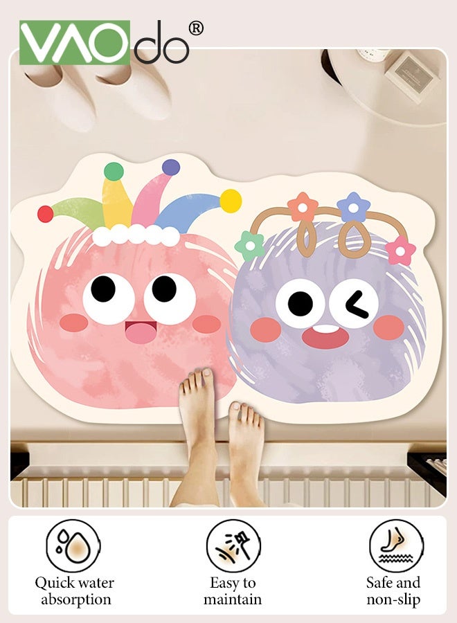 فاو دو سجادة حمام غير منتظمة، سجادة حمام على شكل كارتوني، سجادة حمام ناعمة غير قابلة للانزلاق، سجادة حمام سريعة الامتصاص للماء، سجادة حمام ماصة قابلة للغسل لغرفة المعيشة وغرفة النوم والحمام والمكتب 50*80 سم - Image 2