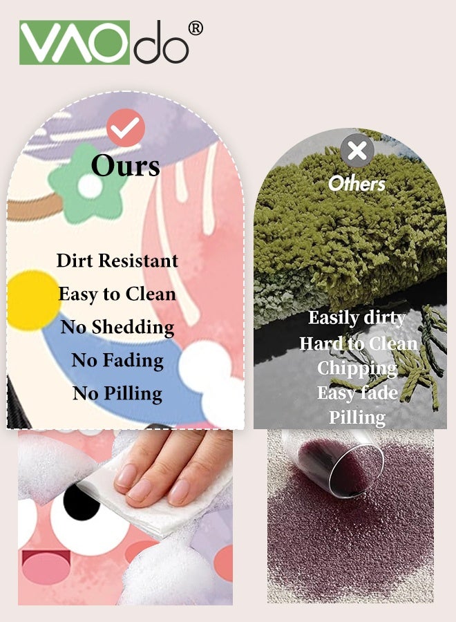فاو دو سجادة حمام غير منتظمة، سجادة حمام على شكل كارتوني، سجادة حمام ناعمة غير قابلة للانزلاق، سجادة حمام سريعة الامتصاص للماء، سجادة حمام ماصة قابلة للغسل لغرفة المعيشة وغرفة النوم والحمام والمكتب 50*80 سم - Image 3
