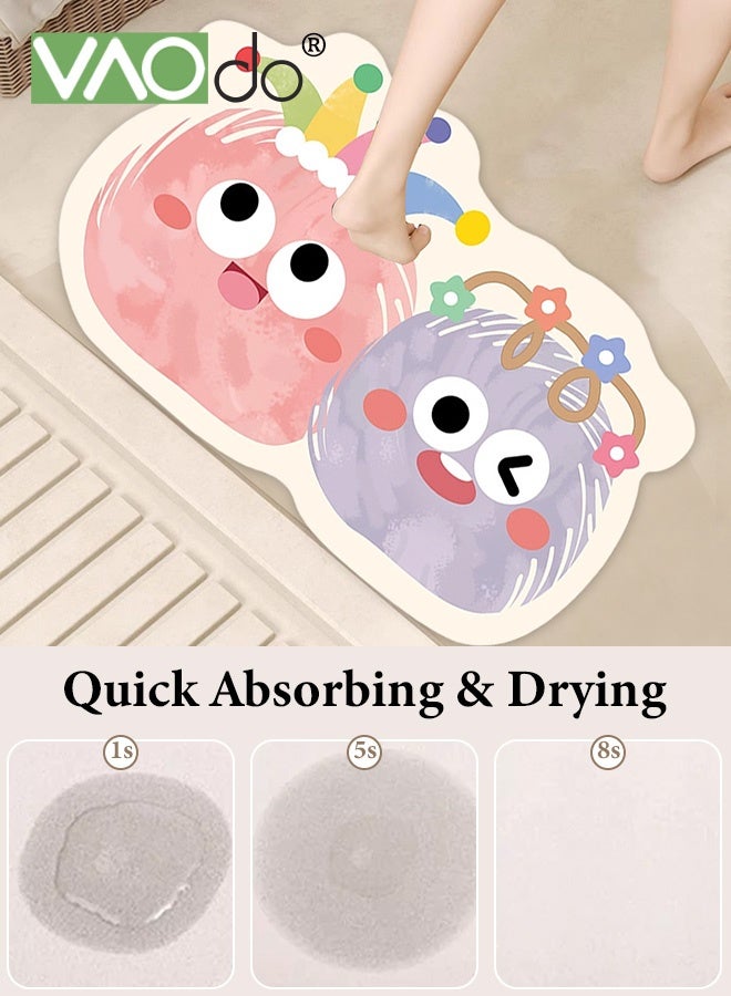 فاو دو سجادة حمام غير منتظمة، سجادة حمام على شكل كارتوني، سجادة حمام ناعمة غير قابلة للانزلاق، سجادة حمام سريعة الامتصاص للماء، سجادة حمام ماصة قابلة للغسل لغرفة المعيشة وغرفة النوم والحمام والمكتب 50*80 سم - Image 5