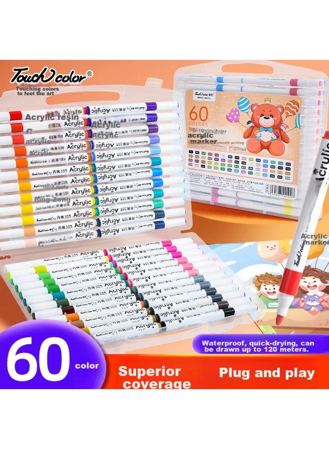 Touchcolor Acrylic Markers For Art Students, Kindergarten Children, Elementary School Students, Safe Non-toxic Waterproof Diy Watercolor Pens, 60 Colors, Refill Pens, Complete Set With Carrying Case - Image 1