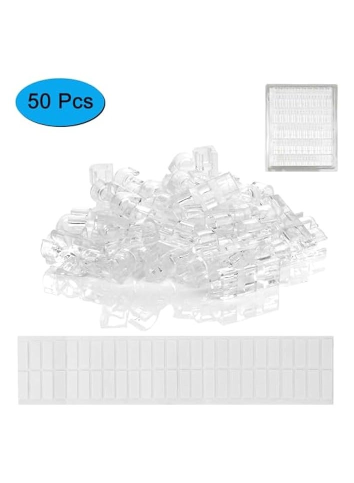 erorex 50 Pcs Self Adhesive Cable Management Clips, Cable Organizers Sticky Wire Clips Cord Holder for TV PC Laptop Ethernet Cable Desktop Home Office (Transparent) - Image 3