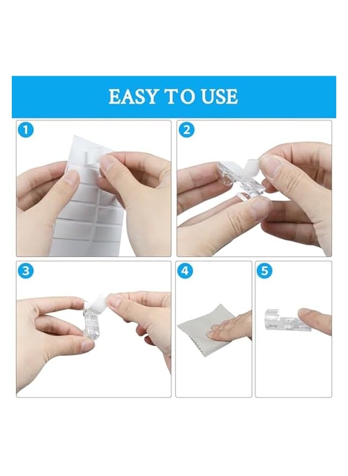 erorex 50 Pcs Self Adhesive Cable Management Clips, Cable Organizers Sticky Wire Clips Cord Holder for TV PC Laptop Ethernet Cable Desktop Home Office (Transparent) - Image 2