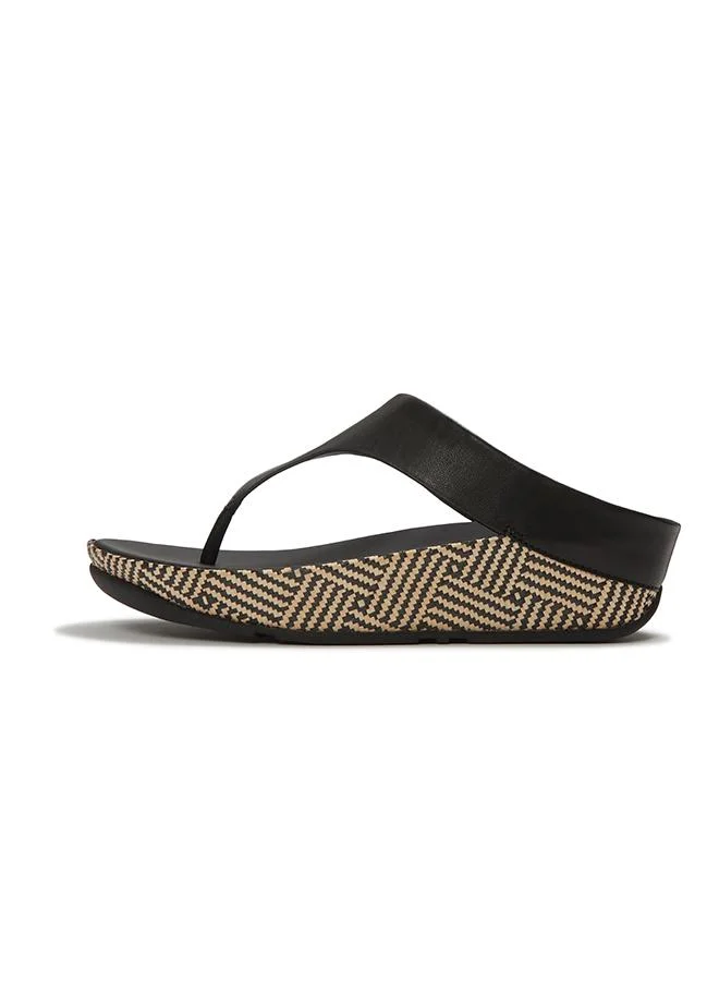 فيت فلوب LULU LUX GRAPHIC-WEAVE LEATHER TOE-POST SANDALS