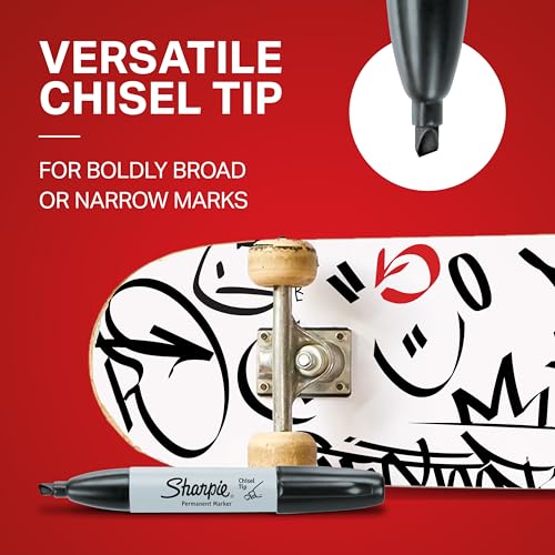 Sharpie Permanent Markers, Large, Chisel Tip, Black, 4 Count - Marks on Paper, Plastic, Metal, and More - Image 5