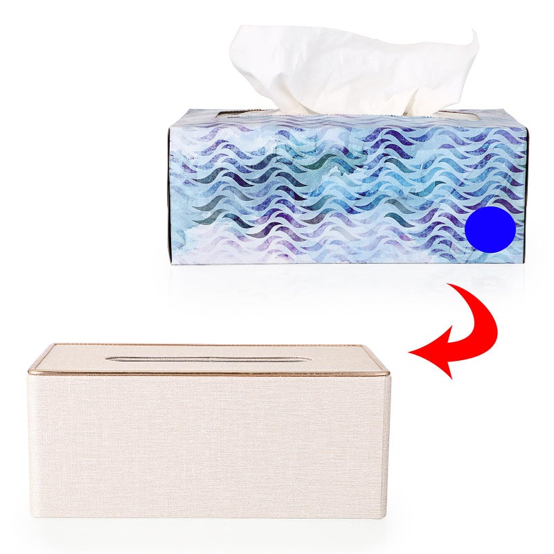 Sumnacon Rectangular Linen Tissue Box Cover - Stylish Tissue Box Holder with Magnetic Bottom, Decorative Tissue Box for Bathroom Toilet Vanity Night Stand Table Countertop Office, Beige Linen Texture - Image 5