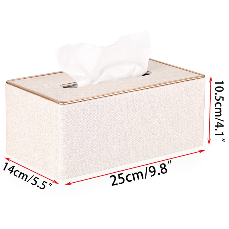 Sumnacon Rectangular Linen Tissue Box Cover - Stylish Tissue Box Holder with Magnetic Bottom, Decorative Tissue Box for Bathroom Toilet Vanity Night Stand Table Countertop Office, Beige Linen Texture - Image 3
