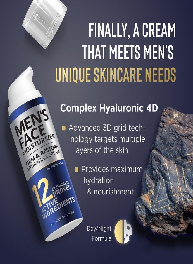 PENEBELLA Mens Face Moisturizer - Deep Hydrating & Anti Aging Mens Lotion | Made in Europe | Vitamin C+E, Elastin, Hyaluronic 4D - Face Cream for Daily Use - Eye, Face & Neck Skin Care - Image 3