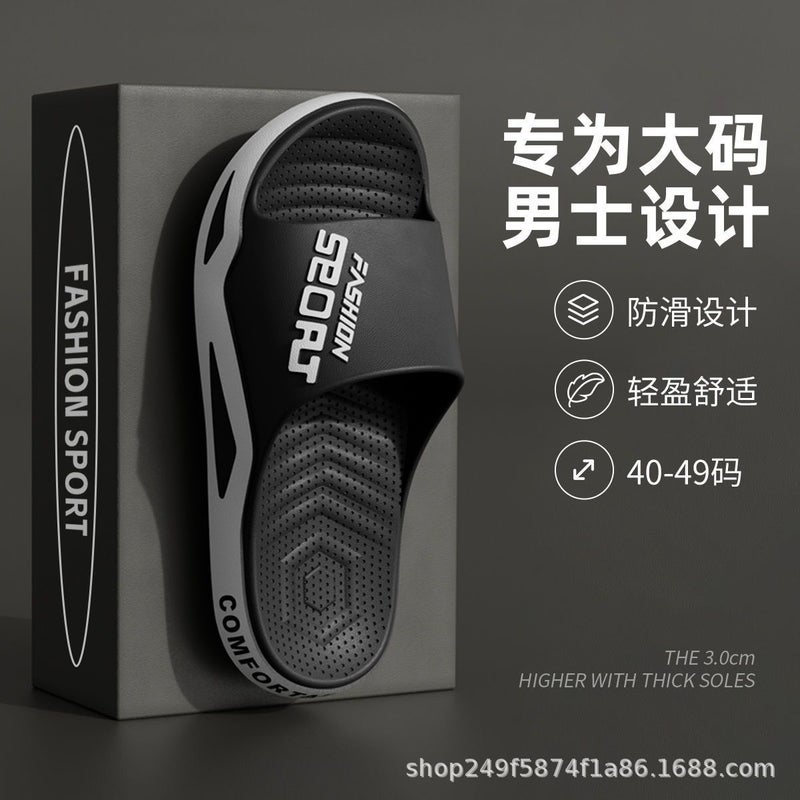 plus size Slippers Mens Summer Outfit Fashionable Thick Bottom Indoor Household Non-Slip Deodorant Sandals for Mens Summer Black - Image 1