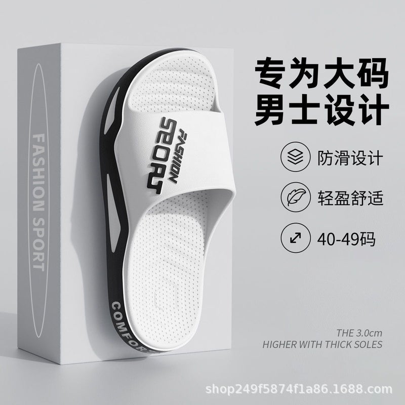 plus size Slippers Mens Summer Outfit Fashionable Thick Bottom Indoor Household Non-Slip Deodorant Sandals for Mens Summer Black - Image 2