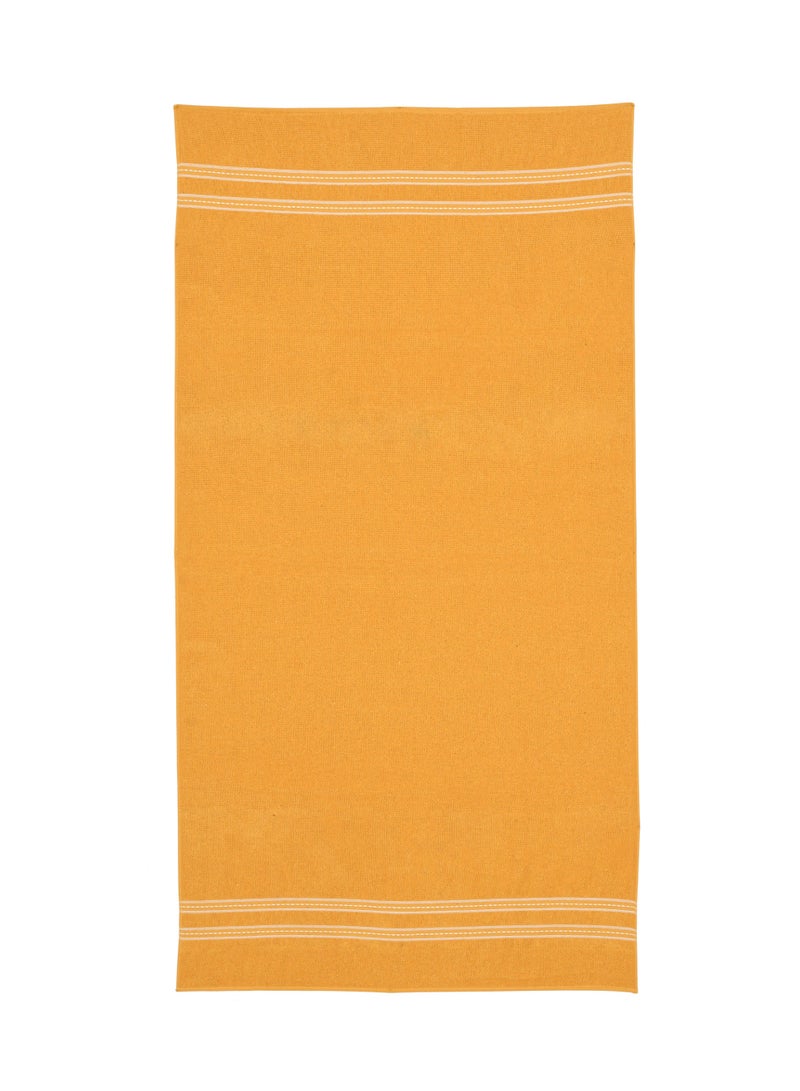 AURIO Premium 100% Cotton Ultra-Soft Bath Towel – 68x135 cm Large Absorbent Body Towel with Stylish Double White Stripe Dobby Border – Yellow Luxury Hotel & Spa Collection - Image 3