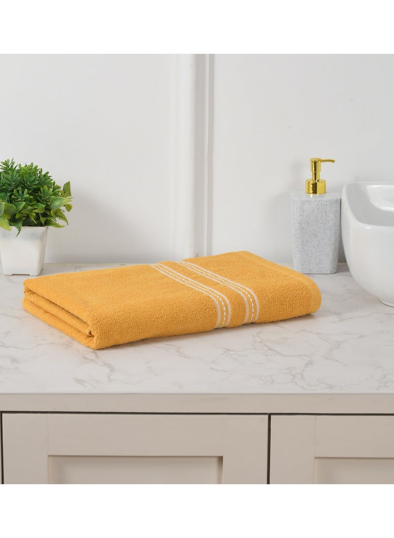 AURIO Premium 100% Cotton Ultra-Soft Bath Towel – 68x135 cm Large Absorbent Body Towel with Stylish Double White Stripe Dobby Border – Yellow Luxury Hotel & Spa Collection - Image 1