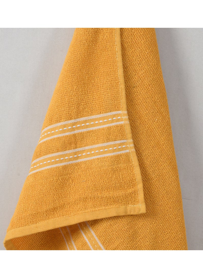 AURIO Premium 100% Cotton Ultra-Soft Bath Towel – 68x135 cm Large Absorbent Body Towel with Stylish Double White Stripe Dobby Border – Yellow Luxury Hotel & Spa Collection - Image 4