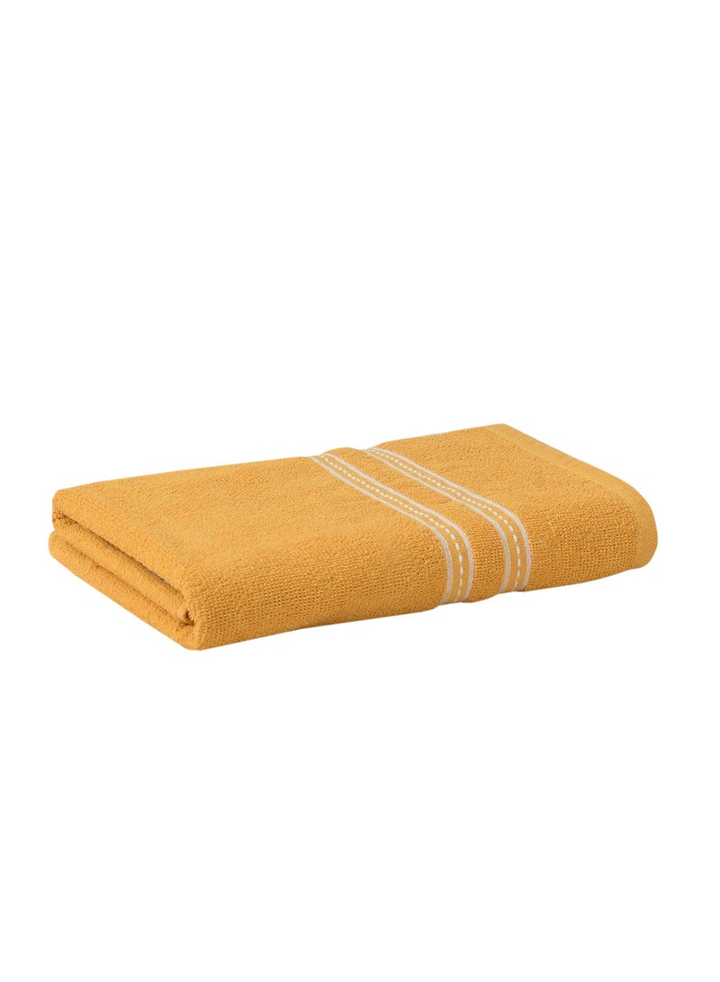 AURIO Premium 100% Cotton Ultra-Soft Bath Towel – 68x135 cm Large Absorbent Body Towel with Stylish Double White Stripe Dobby Border – Yellow Luxury Hotel & Spa Collection - Image 5