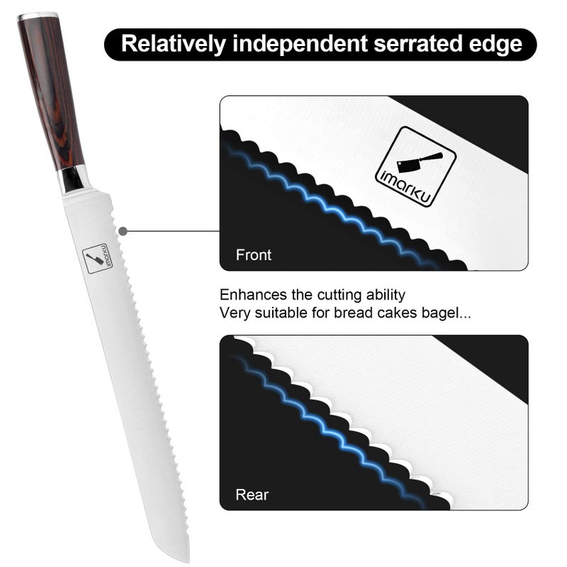 imarku Bread Knife, German High Carbon Stainless Steel Professional Grade Bread Slicing Knife, 10-Inch Serrated Edge Cake Knife, Bread Cutter for Homemade Crusty Bread, Valentines Day Gifts - Image 4