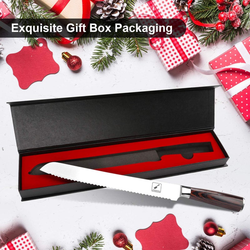 imarku Bread Knife, German High Carbon Stainless Steel Professional Grade Bread Slicing Knife, 10-Inch Serrated Edge Cake Knife, Bread Cutter for Homemade Crusty Bread, Valentines Day Gifts - Image 2