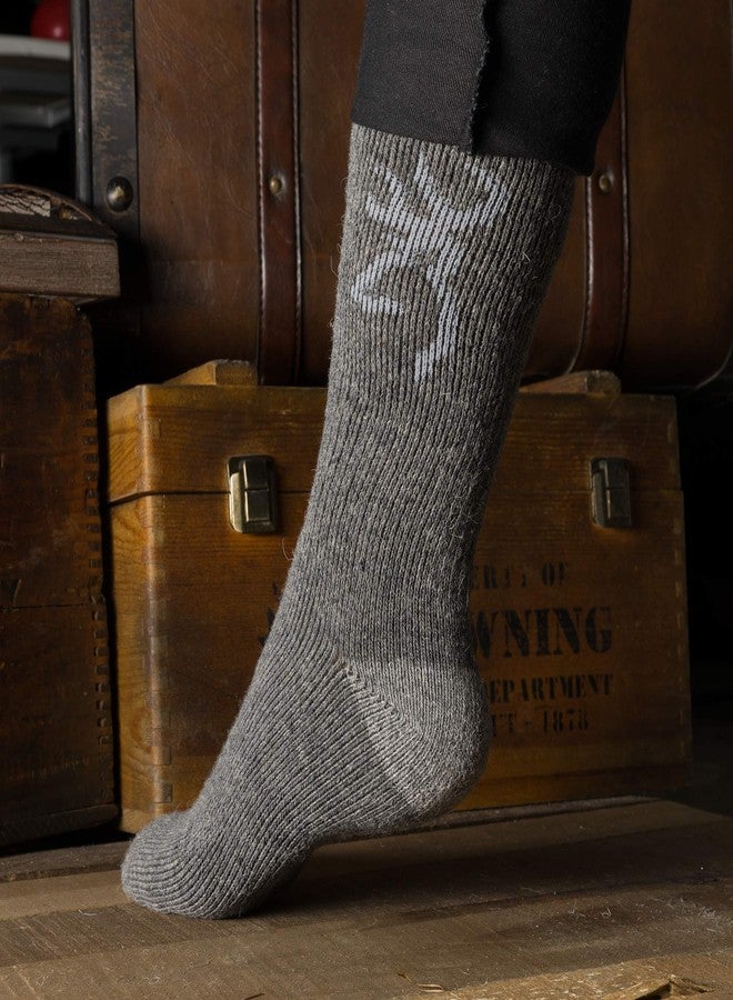 Browning Women's Wool Buckmark Socks, 2 Pairs Wool Blend Outdoor Boot Socks with Arch Support, Rowan (Dark Gray/Julep), Medium - Image 5