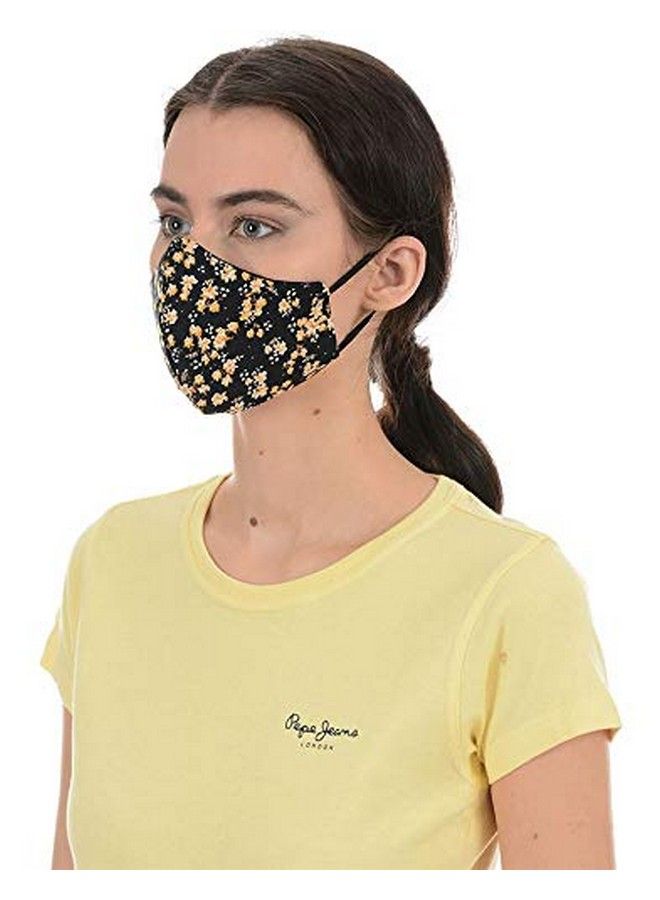 VIRA قناع وجه نسائي من القطن بنقشة زهور بتصميم بلاك هوك 2 طبقة قابل لإعادة الاستخدام والغسل - Image 4