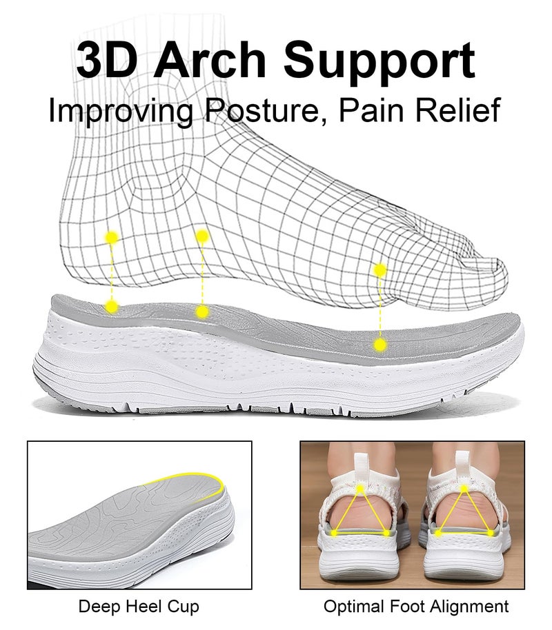 GoodValue Womens Comfortable Orthopedic Sandals Arch Support Ladies Walking Sport Athletic Sandals Open Toe Slip On Plantar Fasciitis Platform Dress Sandal 2 Inches Heel - Image 2