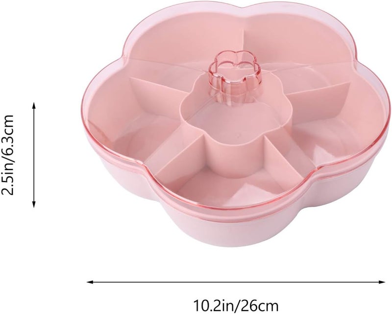 comfrt 10-Inch Candy and Nut Serving Container, Appetizer Tray with Lid, 6 Compartment Plastic Food Storage Lunch Organizer, Divided Christmas Snack Plate, - Image 2