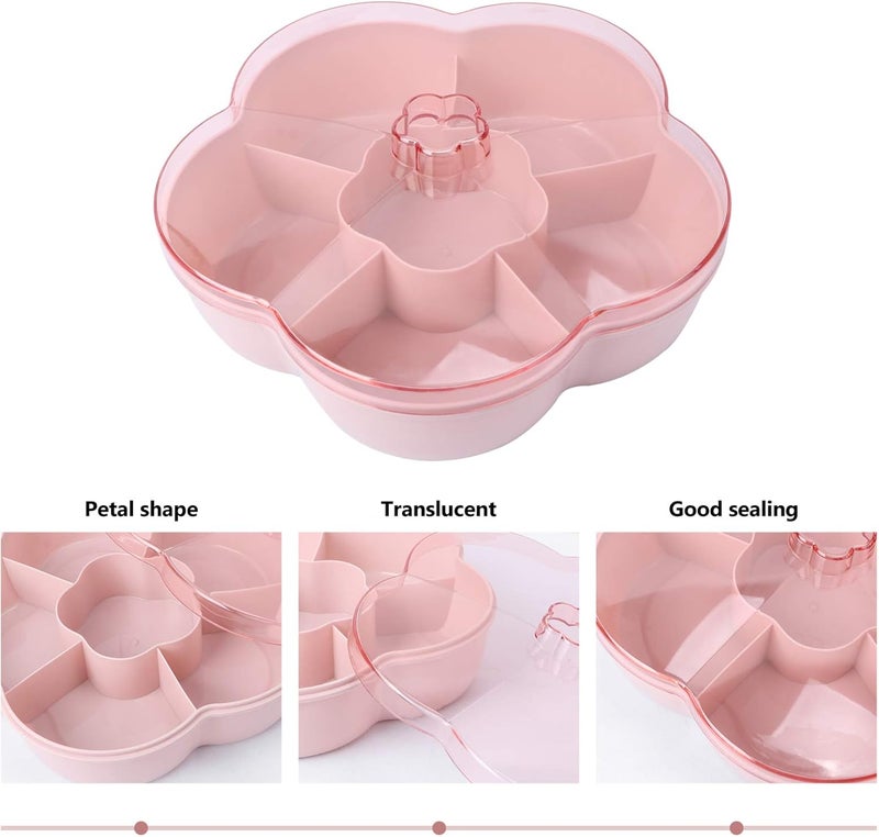 comfrt 10-Inch Candy and Nut Serving Container, Appetizer Tray with Lid, 6 Compartment Plastic Food Storage Lunch Organizer, Divided Christmas Snack Plate, - Image 4