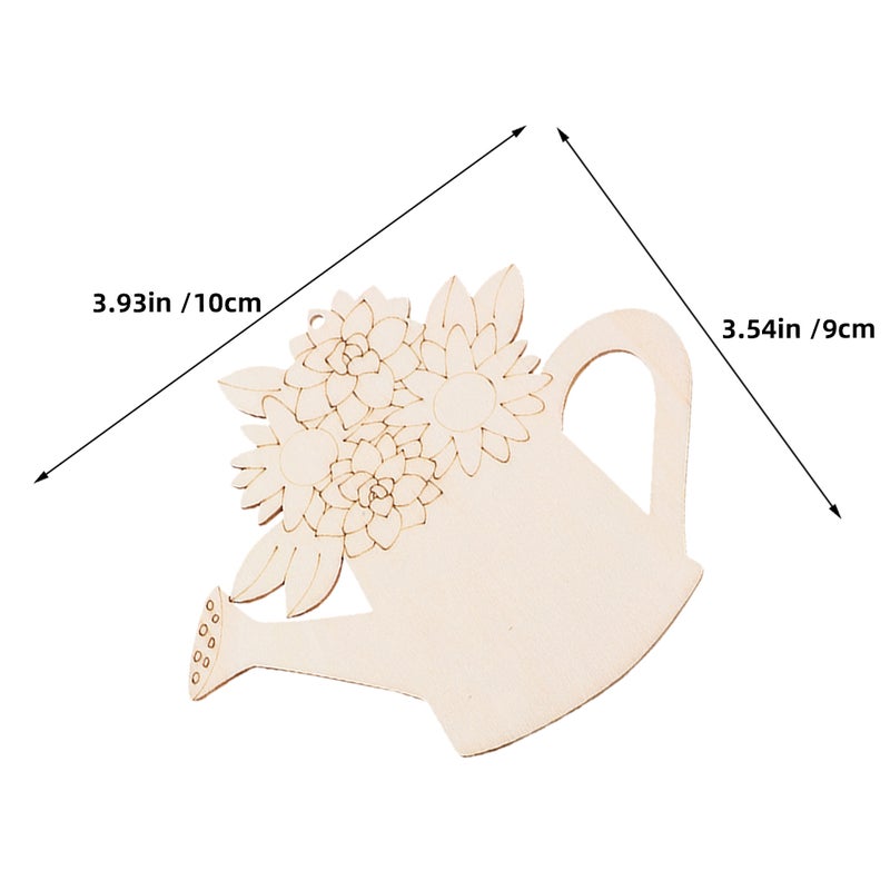 2 Sets Unfinished Wood Crafts: Diy Unpainted Wood Flower Cutouts Watering Can Ornament - Blank Pieces For Spring Crafts Home Decor Painting Projects - Image 5