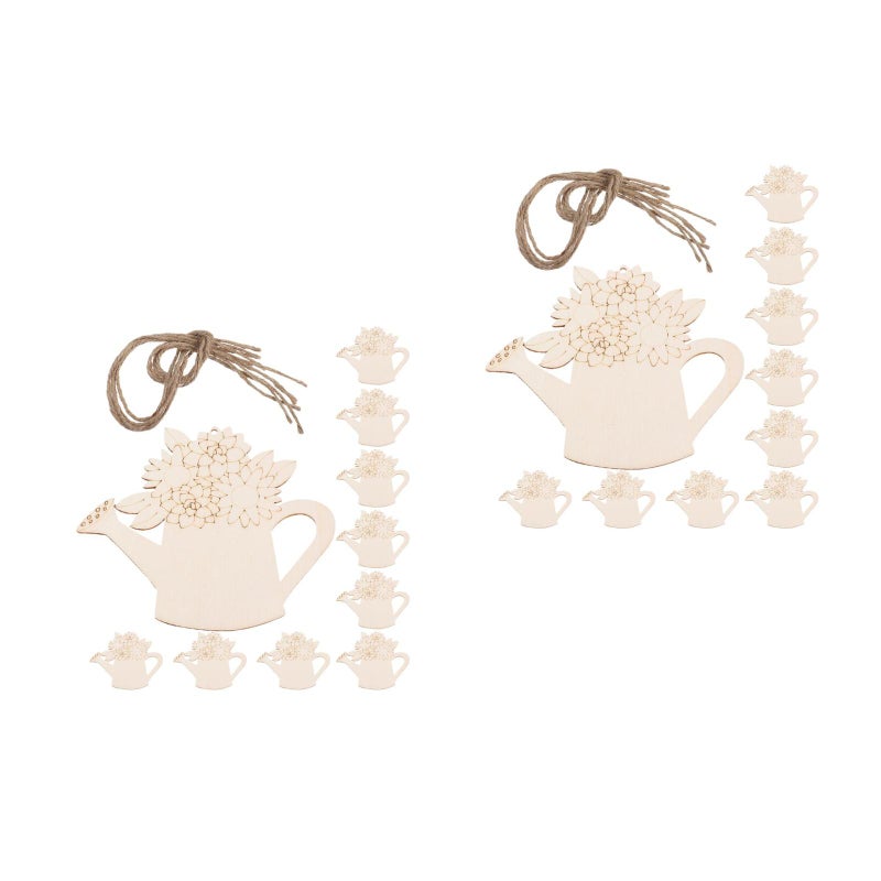 2 Sets Unfinished Wood Crafts: Diy Unpainted Wood Flower Cutouts Watering Can Ornament - Blank Pieces For Spring Crafts Home Decor Painting Projects - Image 1