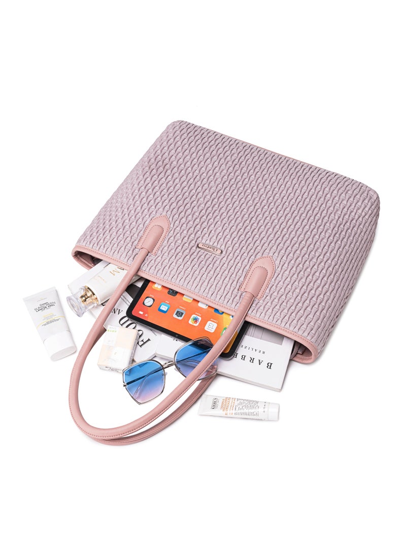 شانتريا - Premium Lightweight Tote Bag for Women Water Resistant Multifunctional Hand Bag with Separate Laptop and Tablet Compartment, CB00800-PINK - Image 1