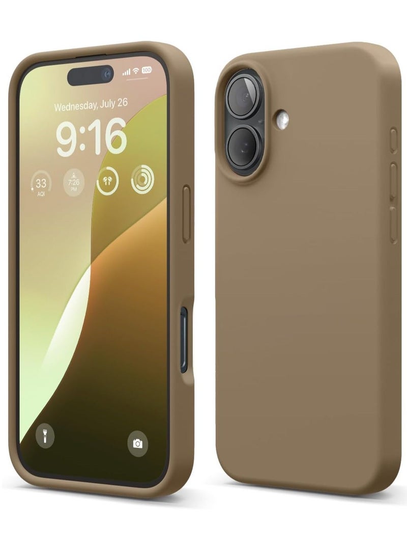 Raxoom Liquid Silicone iPhone 16 Plus Case Cover - Full Body Protection, Shockproof, Slim, Anti-Scratch, Soft Microfiber Lining (Brown) - Image 1
