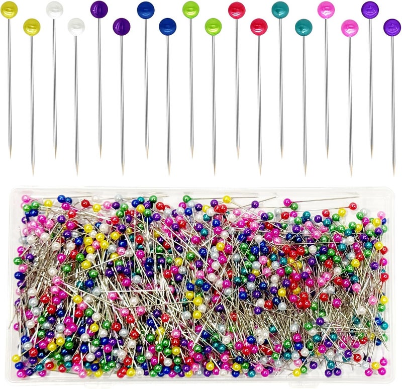 Sunenlyst 1000pcs Sewing Pins Straight Pin for Fabric, Pearlized Ball Head Quilting Pins Long 1.5inch, Multicolor Corsage Stick Pins for Dressmaker, Jewelry DIY Decoration, Craft and Sewing Project - Image 1