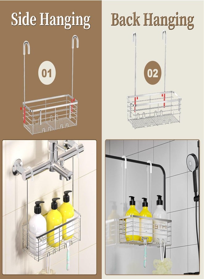 DELLAN Hanging Shower Organizer, Shower Rack with Hooks Over the Door, Bathroom Shower Caddy and Basket - Image 3